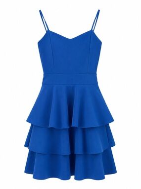 💙 Stunning Italian Boutique Blue Tiered Dress – Size Small 🇮🇹